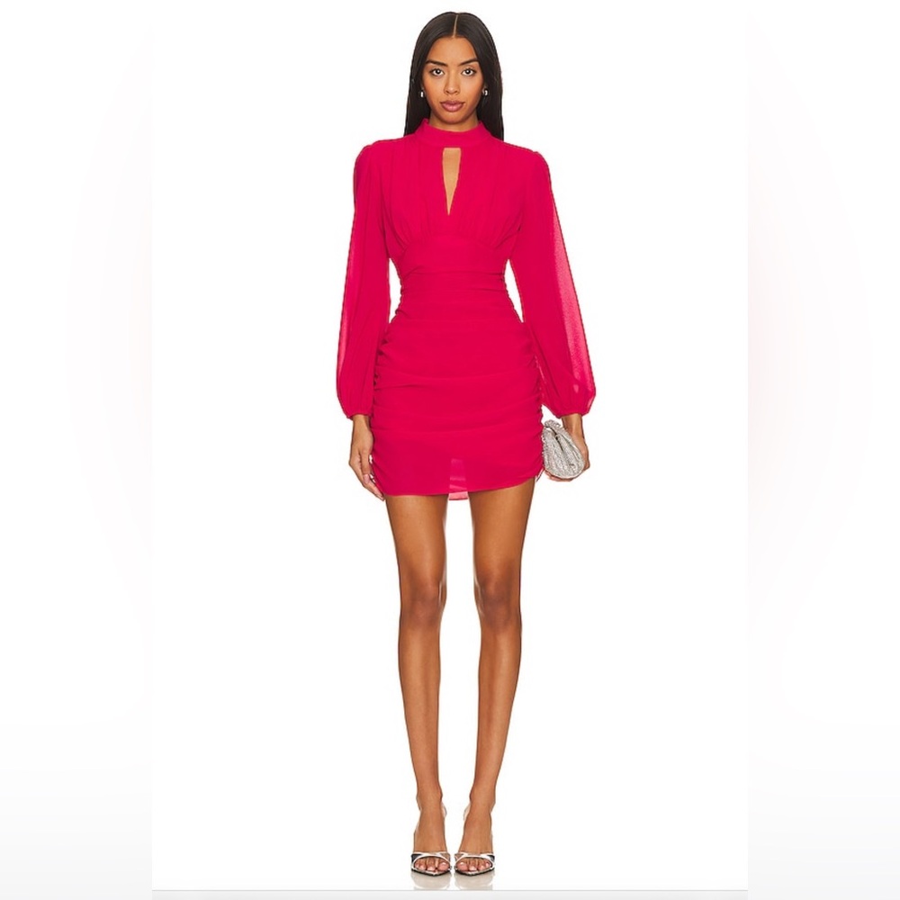 Amanda Uprichard Vibrant Pink Long Sleeve Dress